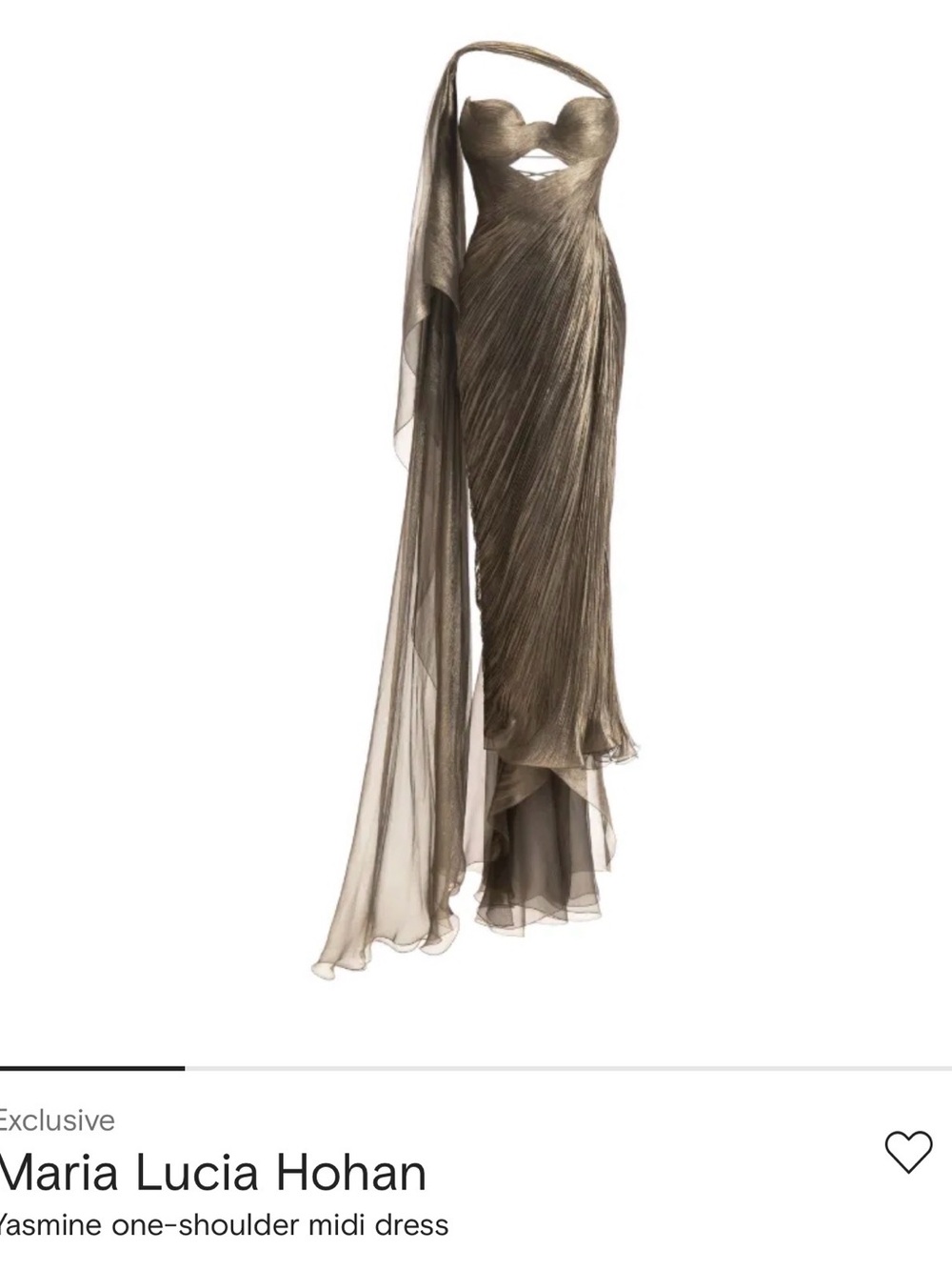 Maria Lucia Hohan One-Shoulder Metallic Taupe Evening Dress